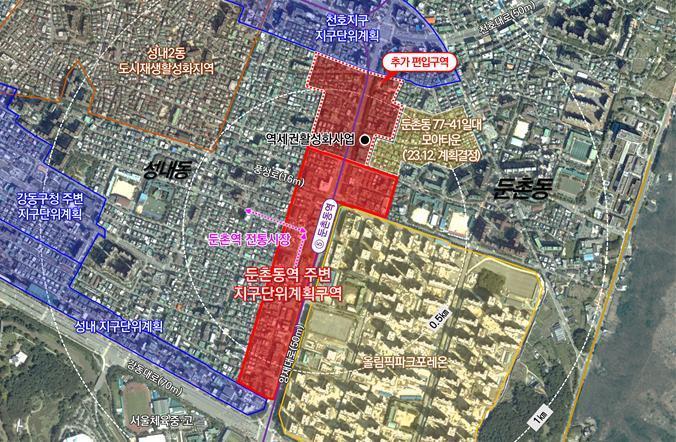 본문 이미지 - 둔촌동역 주변 지구단위계획구역(서울시 제공) 