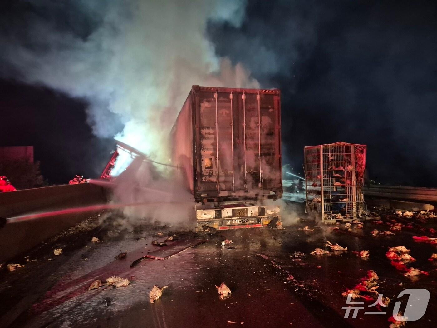 본문 이미지 -   당진영덕고속도로 교통사고 현장. (도로공사 CCTV, 재판매 및 DB금지) / 뉴스1