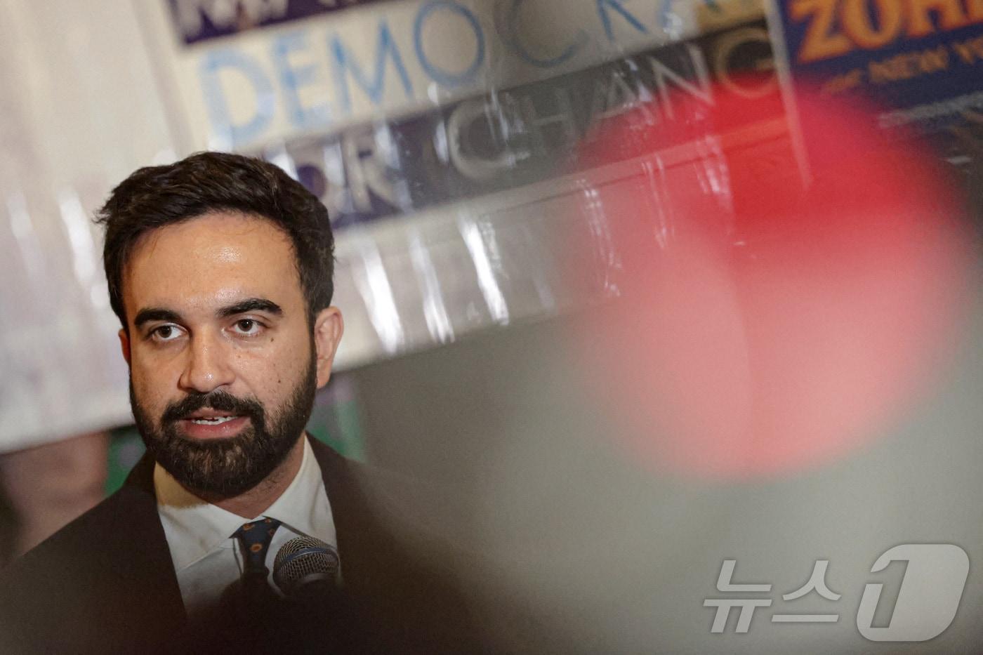 10일&#40;현지시간&#41; 조란 맘다니 뉴욕시장 후보가 미국 뉴욕에서 열린 기자회견에서 발언하고 있다. 2025.07.10. ⓒ 로이터=뉴스1 ⓒ News1 윤다정 기자