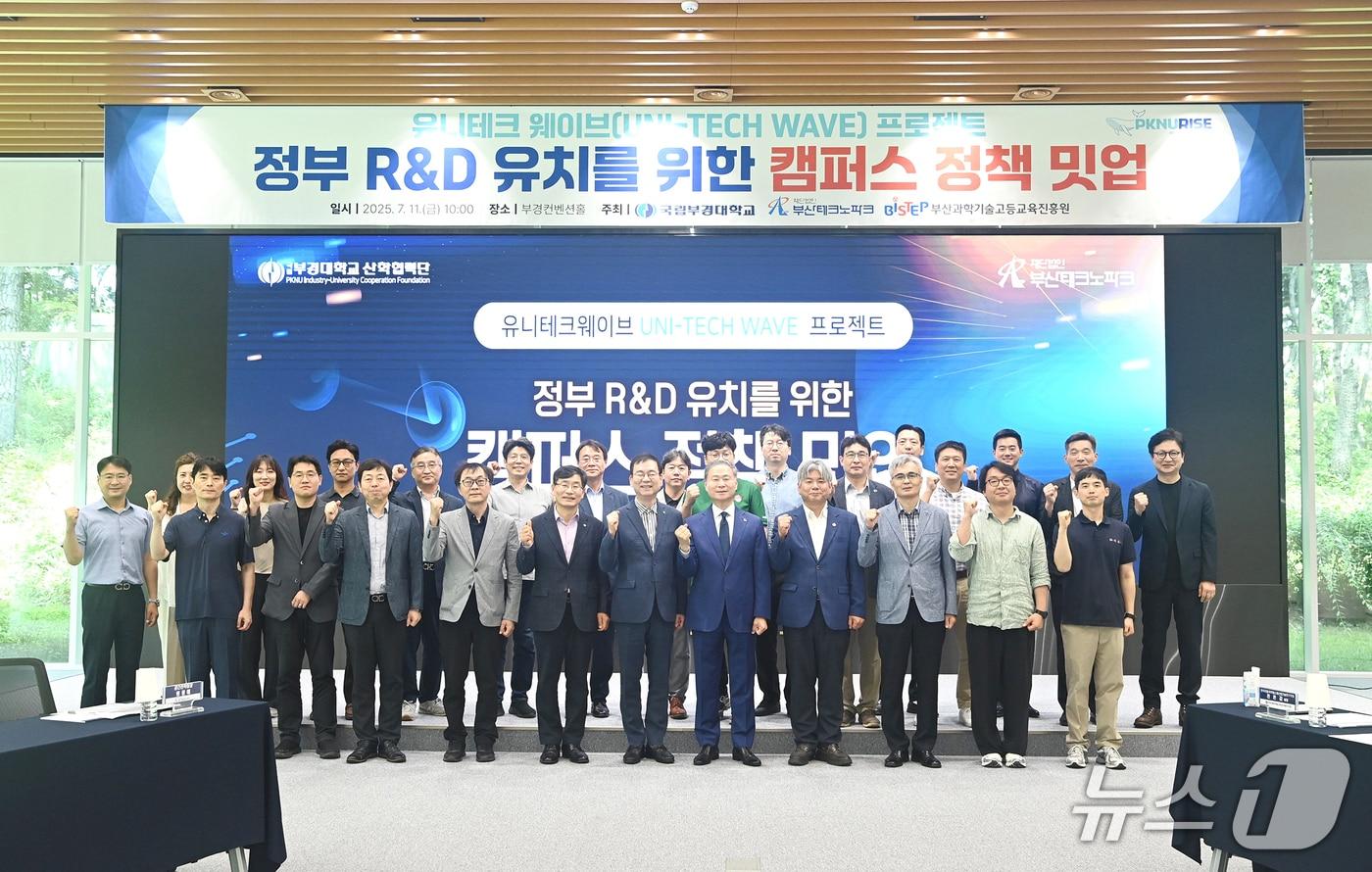 11일 부산 남구 국립부경대학교 대연캠퍼스 내 부경컨벤션홀에서 열린 '유니텍 웨이브 프로젝트' 캠퍼스 정책 밋업 행사에서 참석자들이 기념촬영을 하고 있다. (국립부경대 제공. 재판매 및 DB 금지)