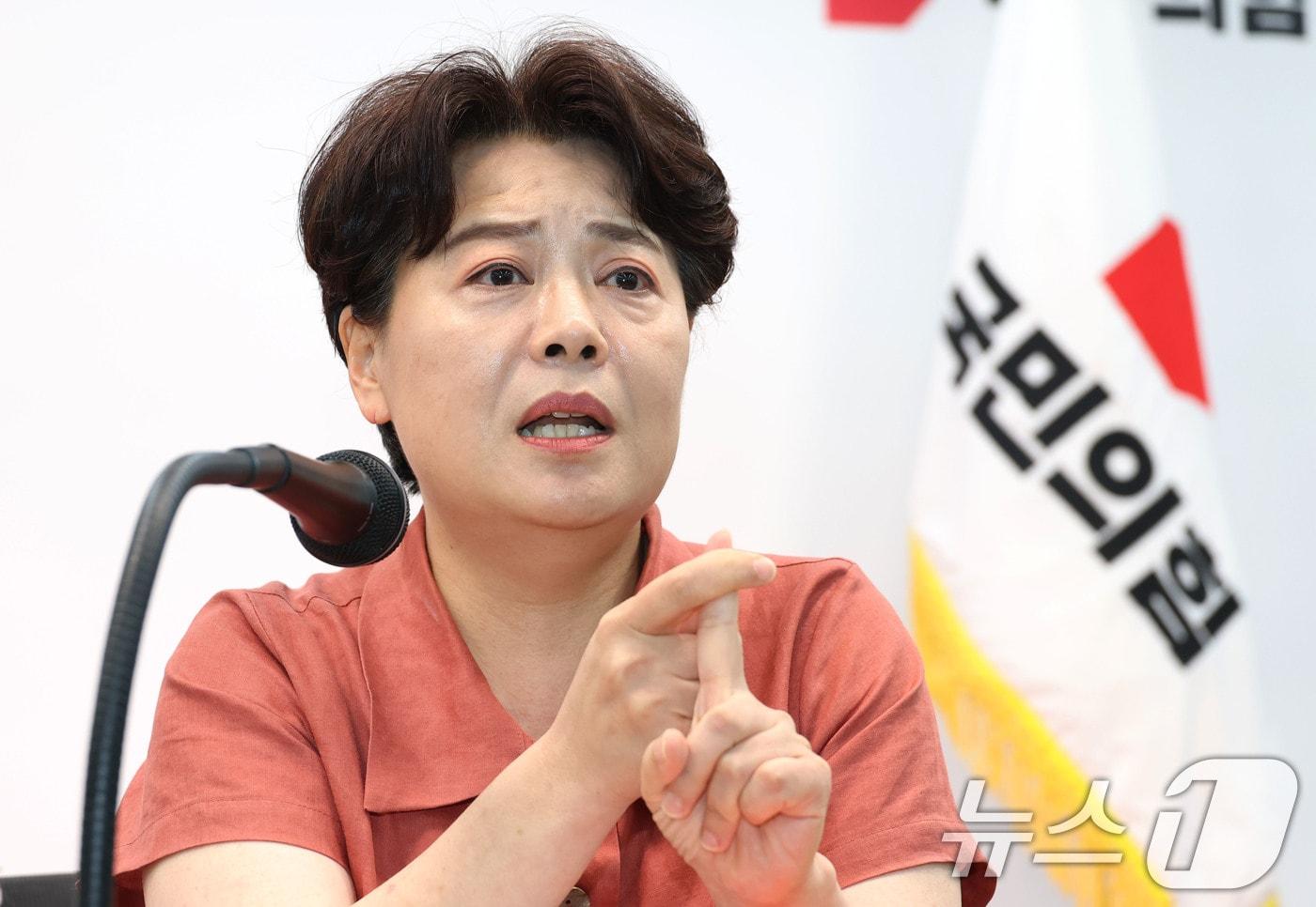 윤희숙 국민의힘 혁신위원장이 13일 오후 서울 여의도 당사에서 기자간담회를 하고 있다. 2025.7.13/뉴스1 ⓒ News1 이광호 기자