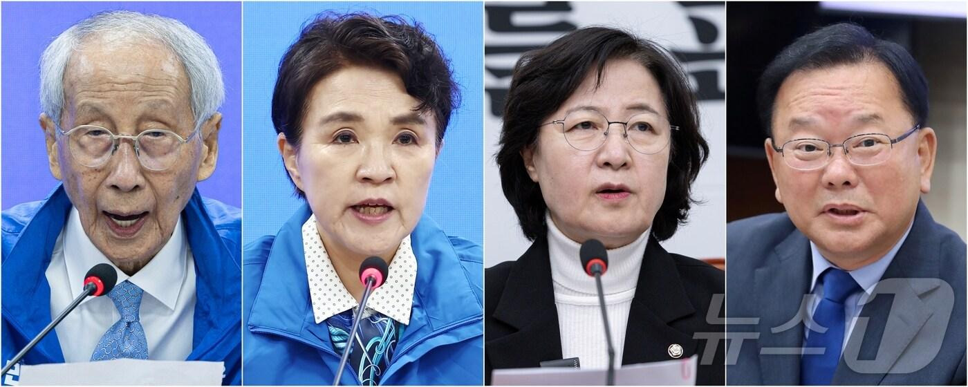 이재명 대통령이 유럽연합&#40;EU&#41;과 프랑스, 영국, 인도에 특사단을 파견한다. 대통령실은 13일 보도자료를 통해 &#34;우리 정부는 국제사회에 민주 대한민국의 복귀를 알리고, 새 정부의 국정 철학 및 대외정책을 설명하기 위해 주요국에 대통령 특사단을 파견하기로 했다＂고 밝혔다. 사지은 왼쪽부터 유럽연합&#40;EU&#41; 특사단장 윤여준 환경부 장관, 프랑스 특사단장 강금실 전 법무부 장관, 영국 특사단장 추미애 더불어민주당 의원, 인도 특사단장 김부겸 전 국무총리. &#40;뉴스1 DB&#41; 2025.7.13/뉴스1 ⓒ News1 포토공용 기자