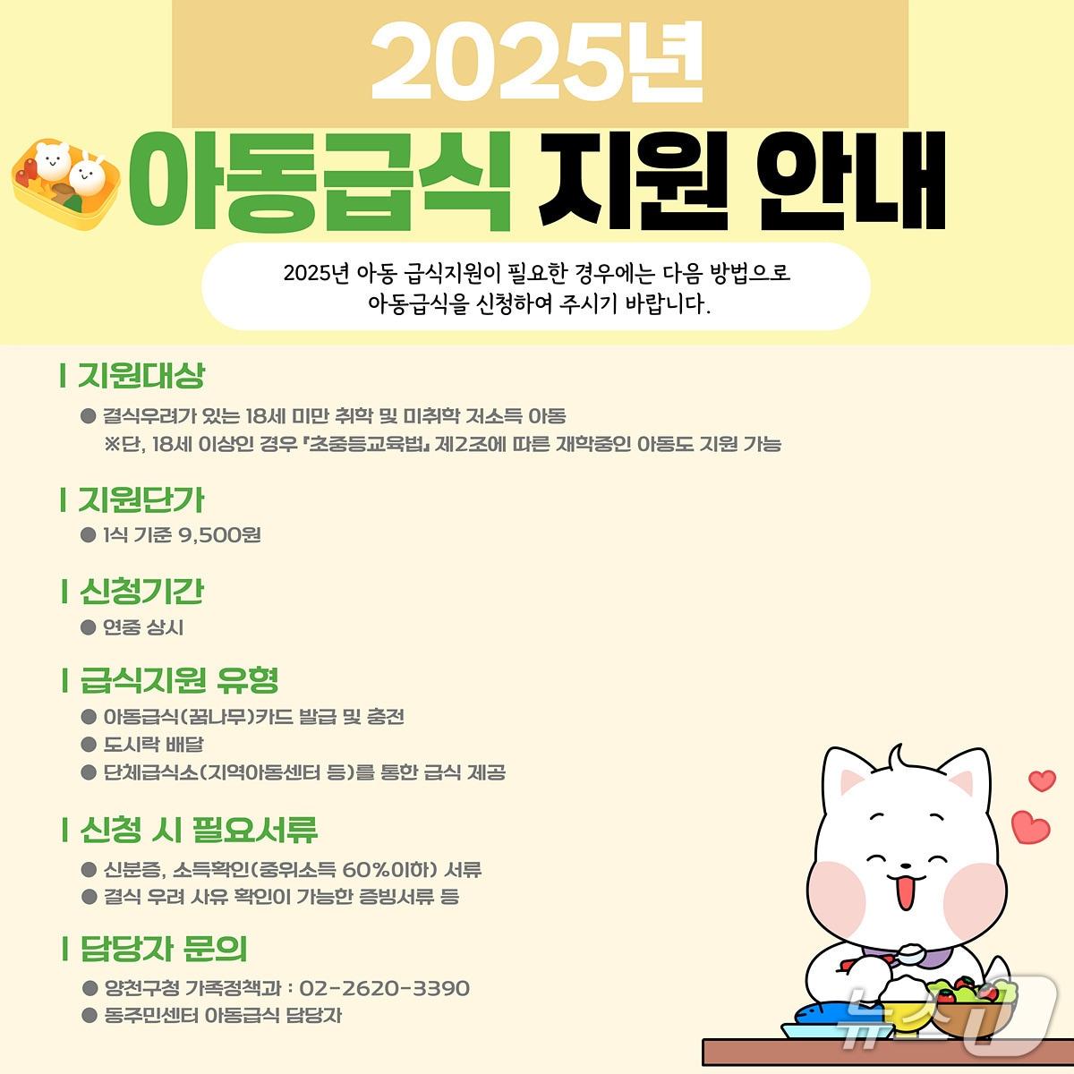 본문 이미지 - 아동급식 지원 안내 포스터.(양천구 제공)