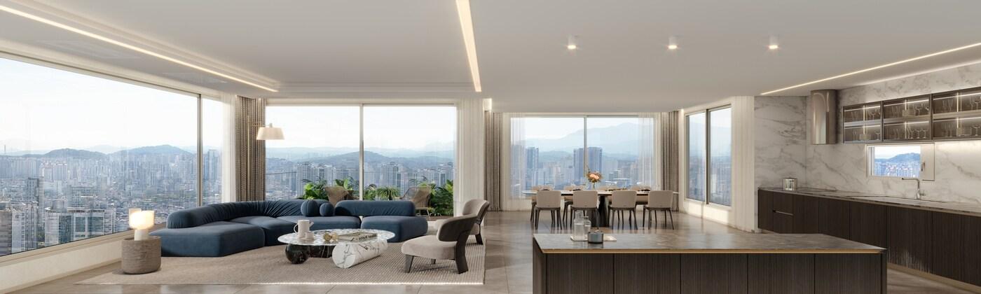 대우건설 써밋프라니티 3면 서라운드 조망 조감도.(대우건설 제공)