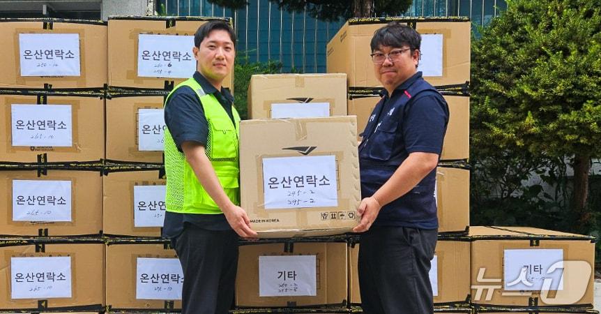 본문 이미지 - 14일 울산항만공사에서 안전물품 지원 전달식이 열리고 있다. (울산항만공사 제공. 재판매 및 DB 금지) /뉴스1