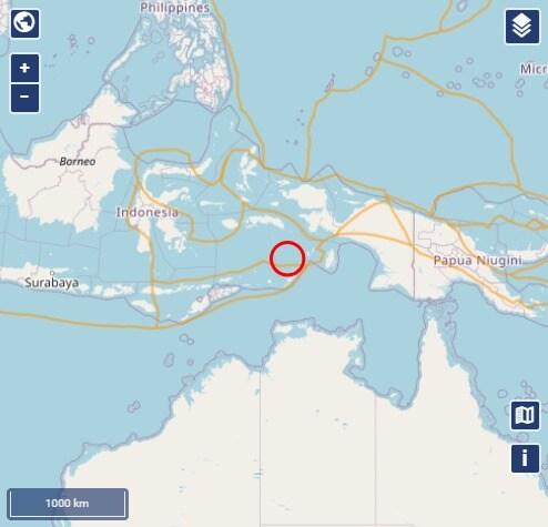 본문 이미지 - 인도네시아 타님바르 지역의 해역에서 규모 6.8의 지진이 발생했다. <출처=독일 지질학 연구센터(GFZ) 홈페이지 갈무리>