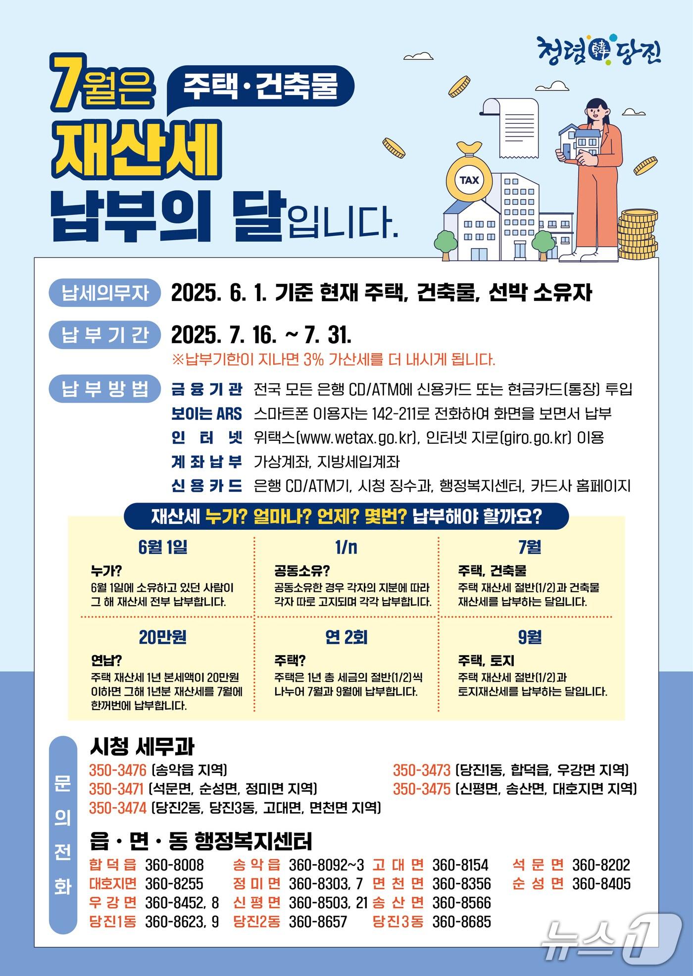 본문 이미지 - 당진시 재산세 납부 안내 (당진시 제공. 재판매 및 DB금지)2025.7.15/뉴스1