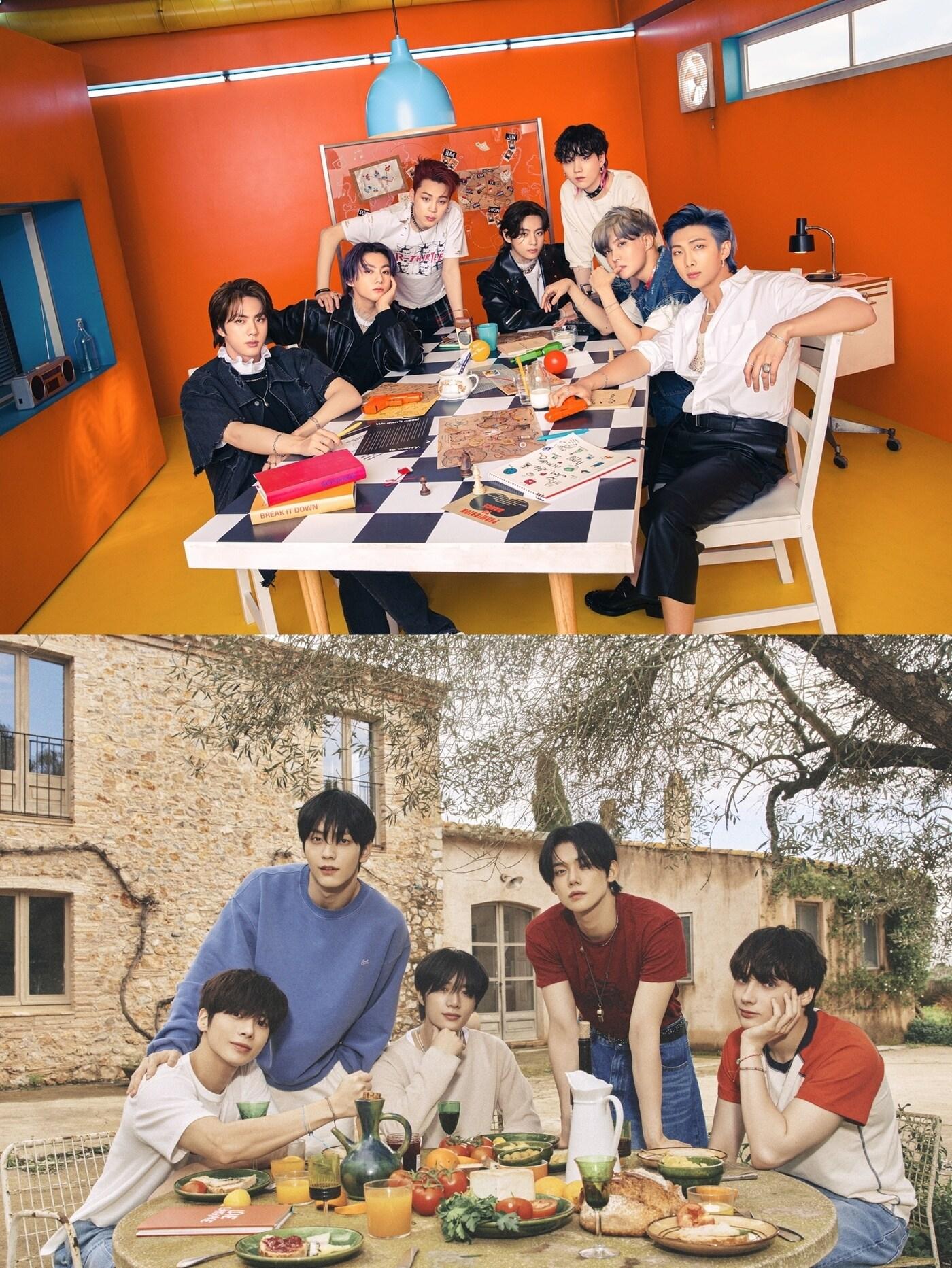 본문 이미지 - 방탄소년단(위쪽), 투모로우바이투게더/ 사진제공=빅히트 뮤직