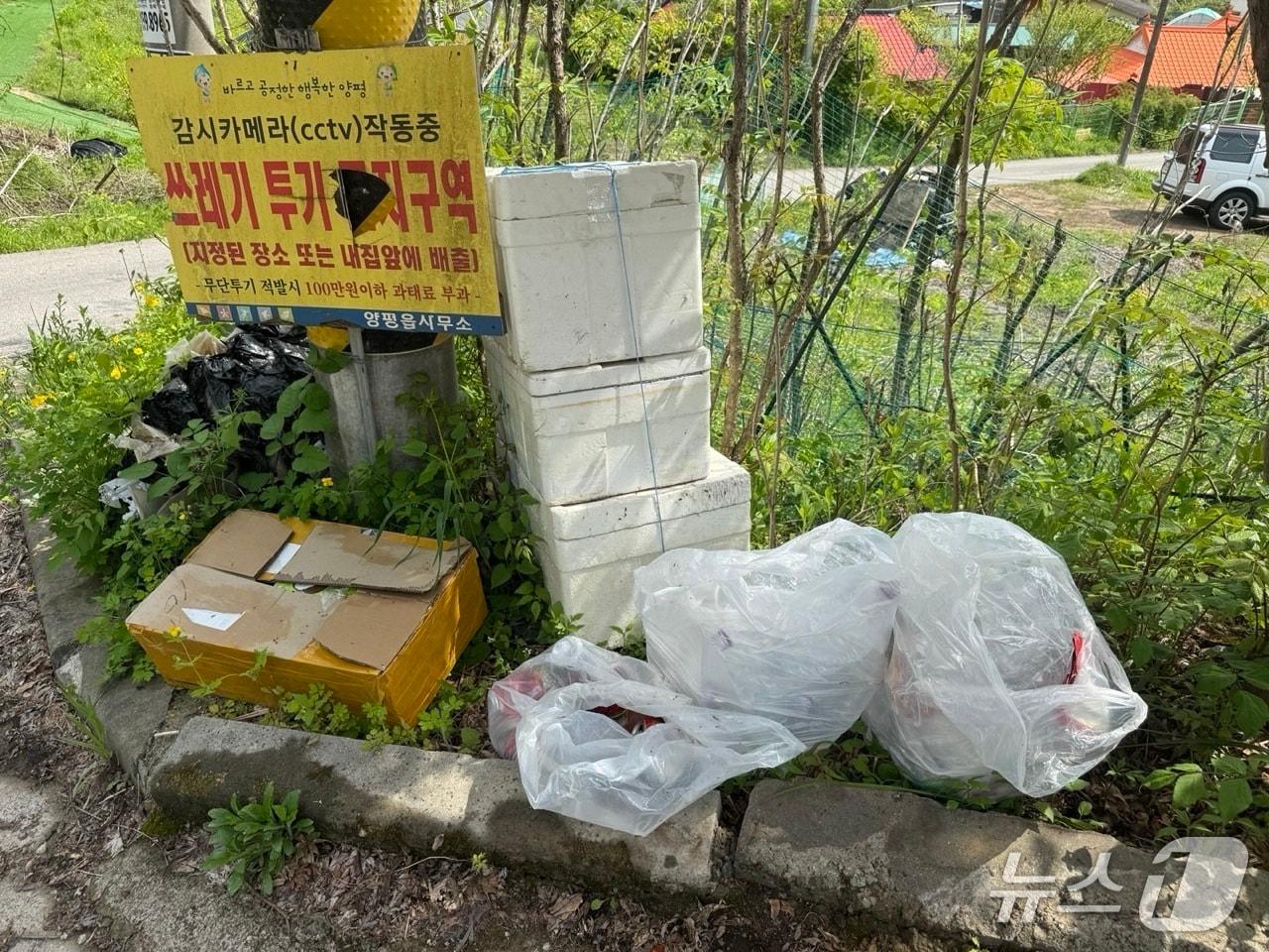 본문 이미지 -  불법투기된 쓰레기&#40;경기 양평군 제공. 재판매 및 DB 금지&#41;/뉴스1