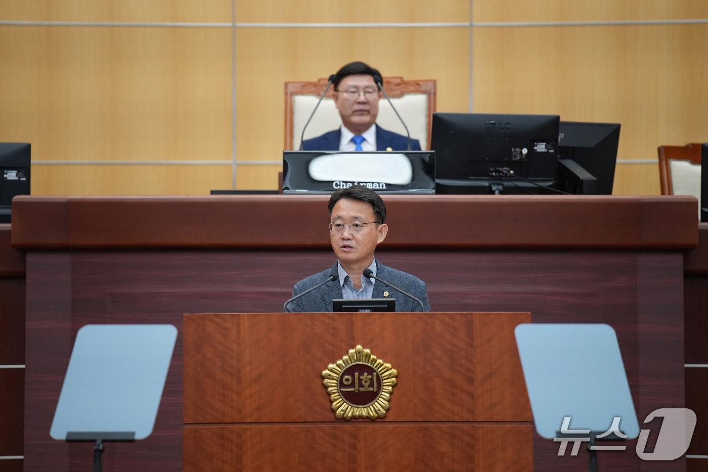 15일 김성수 전북도의원이 임시회 제1차 정례회에서 5분 발언을 하고 있다.&#40;의회제공. 재판매 및 DB금지&#41;2025.7.15/뉴스1