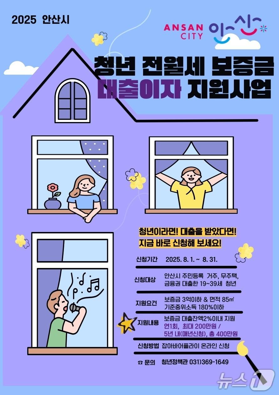 본문 이미지 - &#39;청년 전·월세 보증금 대출이자 지원사업&#39; 홍포 포스터.&#40;안산시 제공&#41;