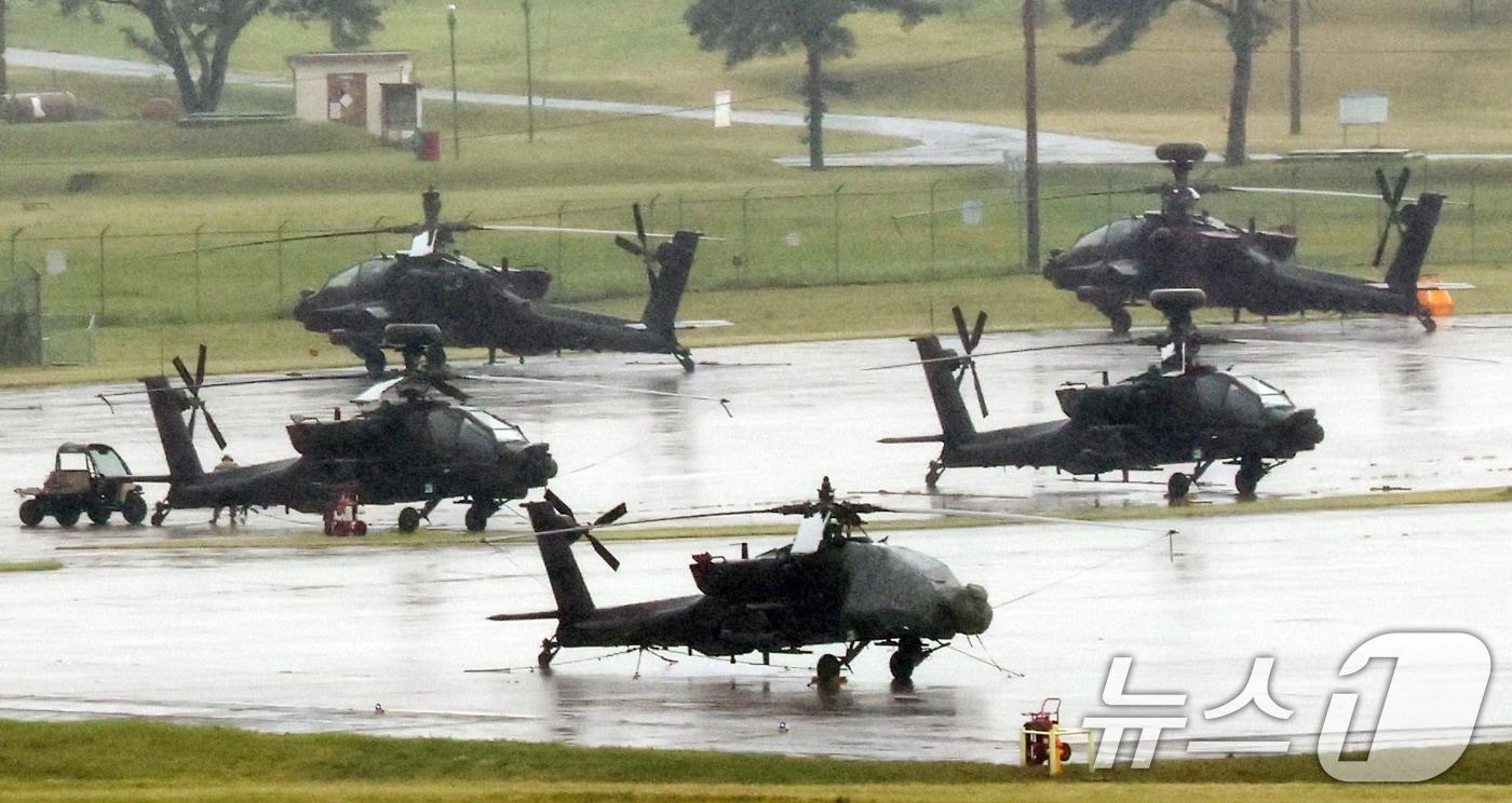  경기 평택시 팽성읍 주한미군기지 캠프 험프리스에 헬기가 계류되어 있는 모습. 2025.7.16/뉴스1 ⓒ News1 김영운 기자