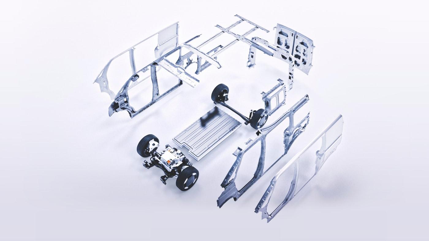 기아가 자사 첫 번째 목적기반차량(PBV) 'PV5'에 적용하는 차세대 차량 생산 방식인 '플렉시블 바디 시스템'의 모습<자료사진>. 부품 모듈화로 다품종 차량을 효율적으로 생산할 수 있게 된다(기아 제공). 2025.07.17.