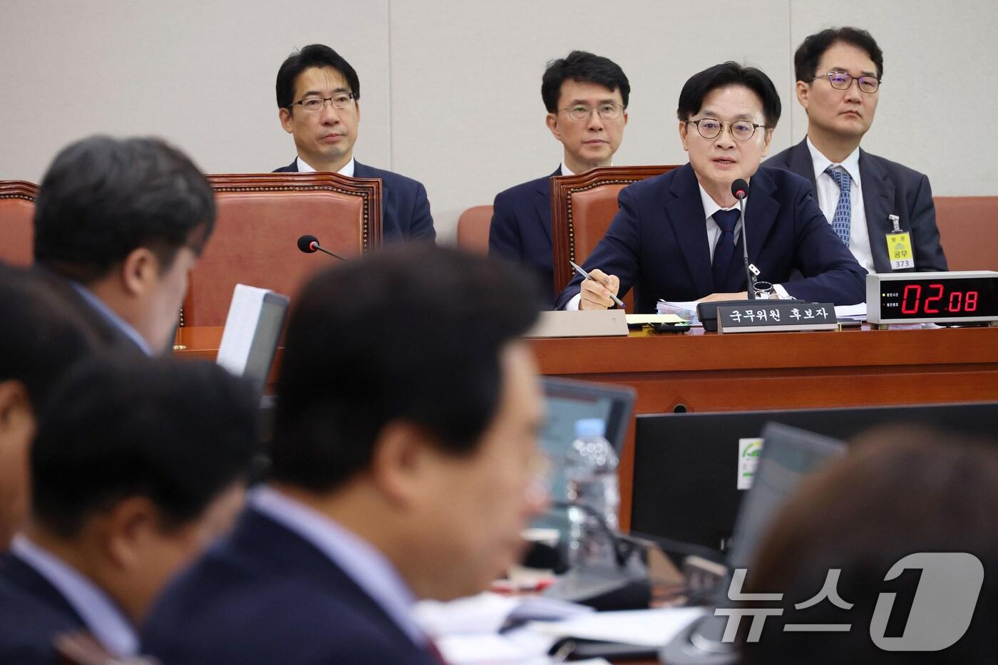 김정관 산업통상자원부 장관 후보자가 17일 오전 서울 여의도 국회 산업통상자원위원회 전체회의장에서 열린 인사청문회에서 의원 질의에 답하고 있다. 2025.7.17/뉴스1 ⓒ News1 이광호 기자