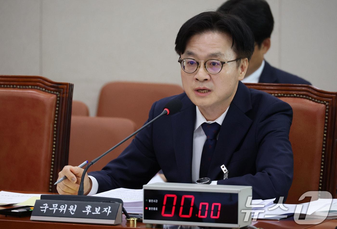 김정관 산업통상자원부 장관 후보자가 17일 오전 서울 여의도 국회 산업통상자원위원회 전체회의장에서 열린 인사청문회에서 의원 질의에 답하고 있다. 2025.7.17/뉴스1 ⓒ News1 이광호 기자