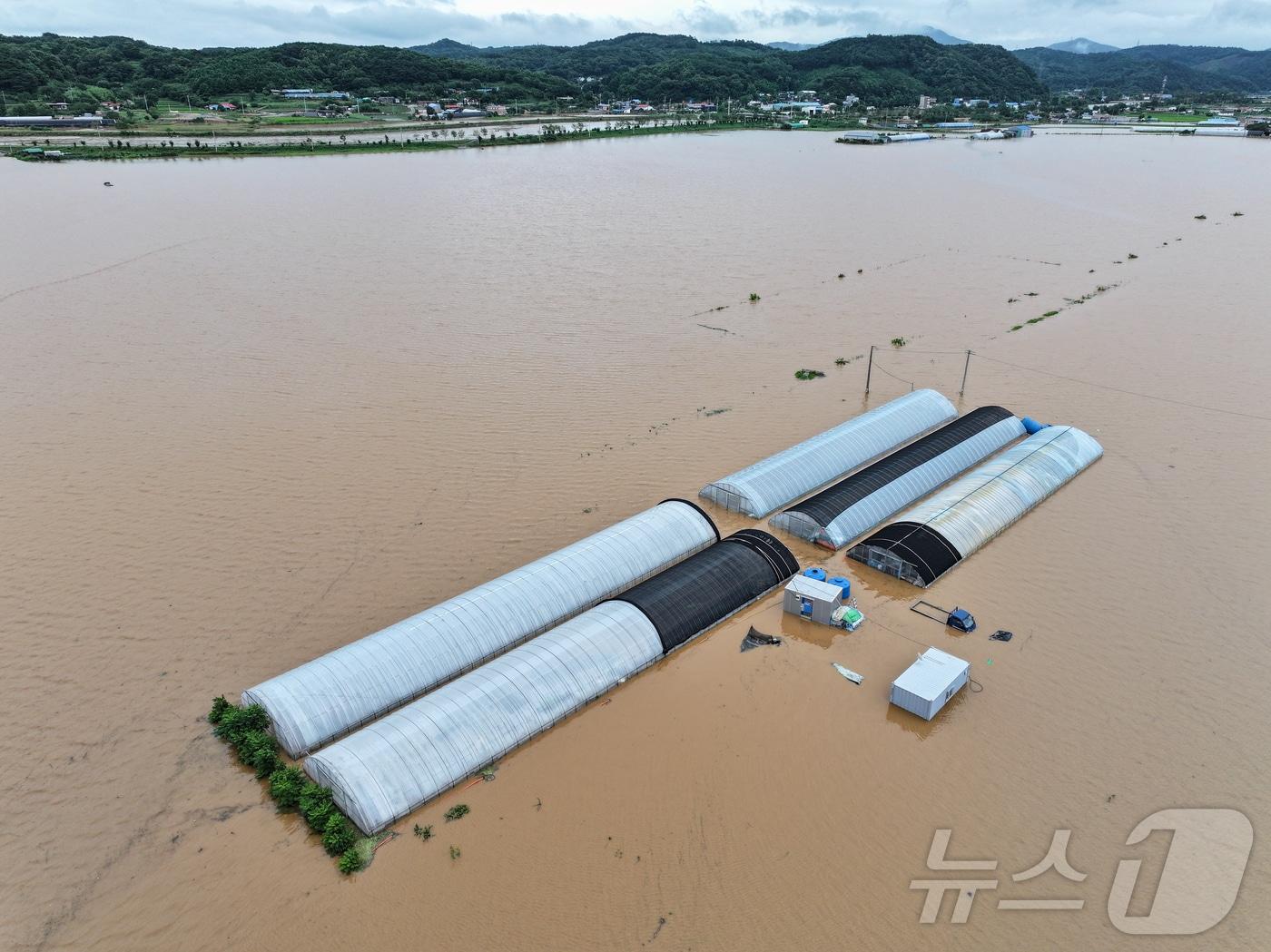 본문 이미지 - 올해 7월 충청권을 중심으로 호우특보가 내려진  충남 당진시 행정동 일대가 역천 범람으로 침수된 모습.ⓒ News1 김도우 기자