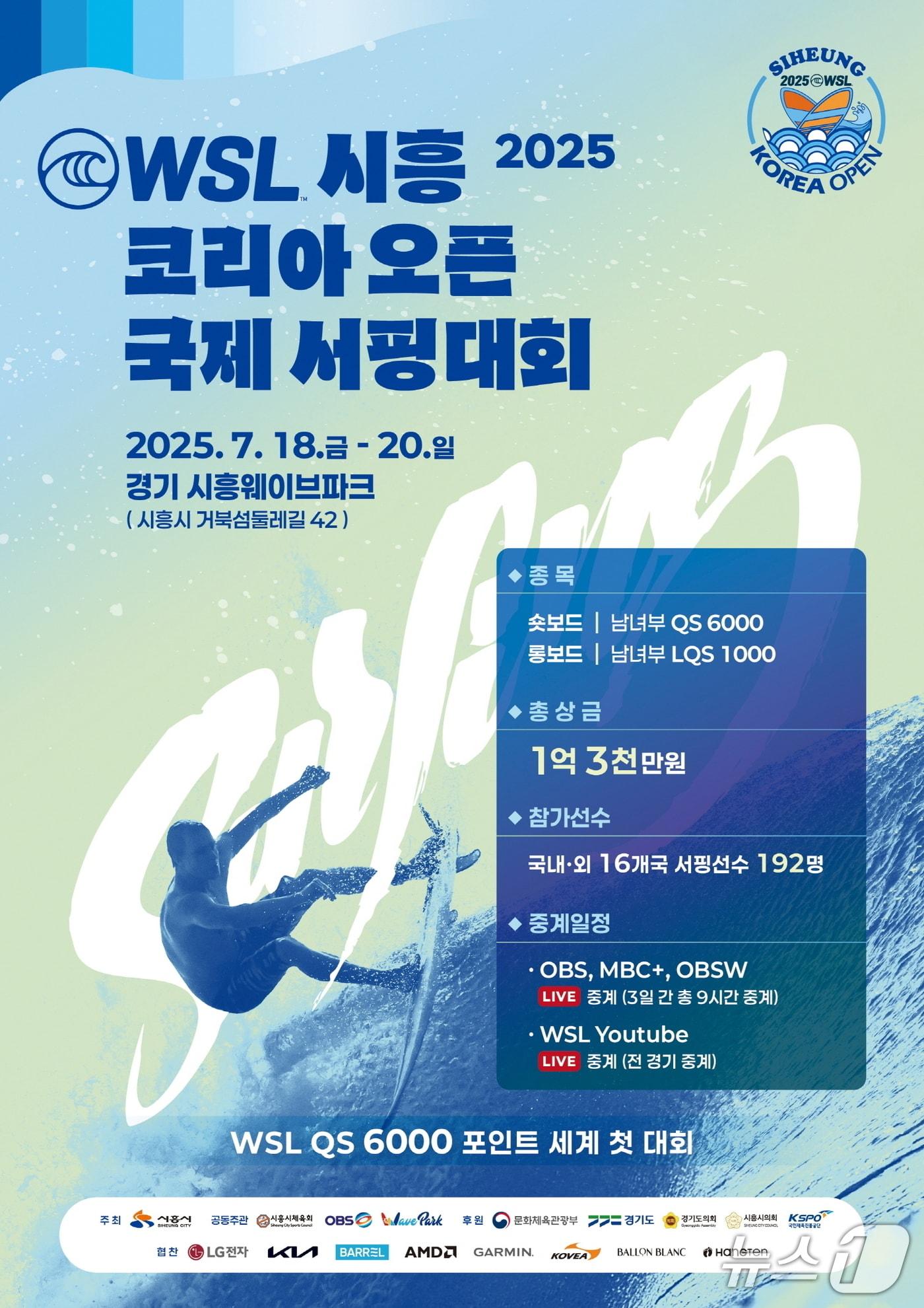 본문 이미지 - &#39;2025 월드서프리그&#40;WSL&#41; 시흥 코리아 오픈 국제서핑대회&#39; 홍보 포스터.&#40;시흥시 제공&#41;