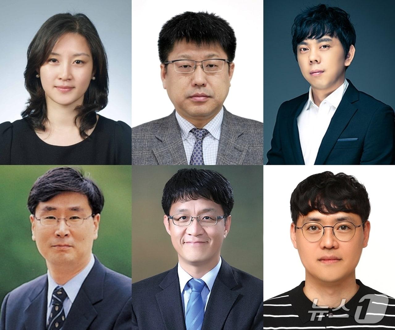 본문 이미지 - 김미옥·노상철·송영석 교수(사진 위 왼쪽부터), 지성철·최종무·한규동 교수(사진 아래 왼쪽부터).