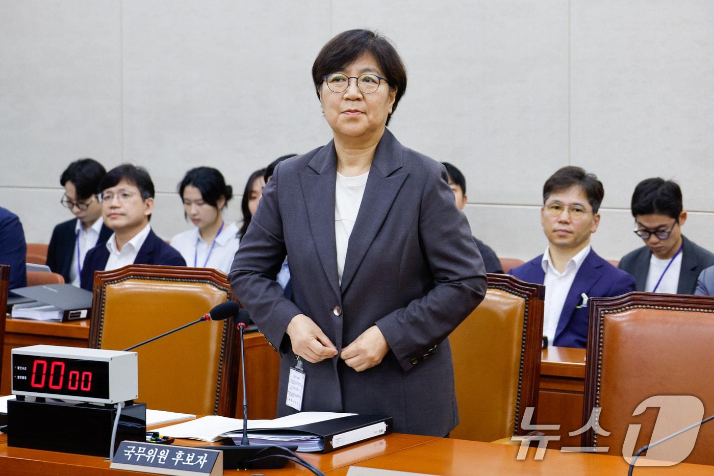 정은경 보건복지부 장관 후보자가 18일 오전 서울 여의도 국회 보건복지위원회에서 열린 인사청문회에 자리하고 있다. 2025.7.18/뉴스1 ⓒ News1 안은나 기자