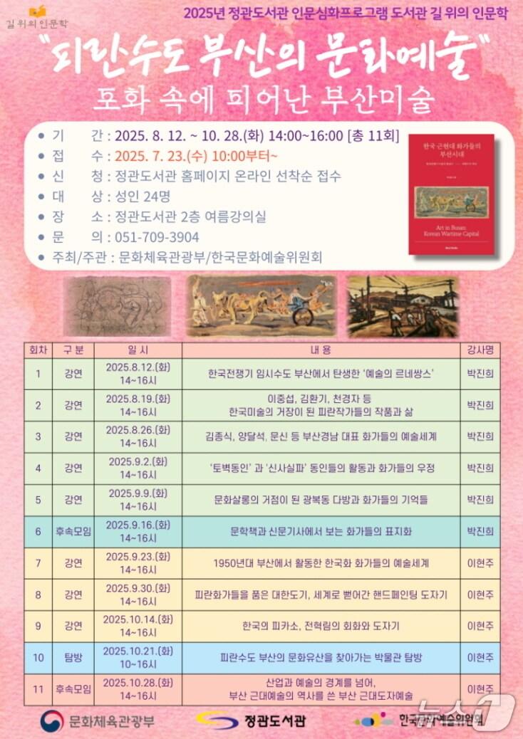 본문 이미지 - 부산 기장군 정관 도서관 포화 속에 피어난 부산미술 안내 포스터.&#40;기장군 제공. 재판매 및 DB 금지&#41;