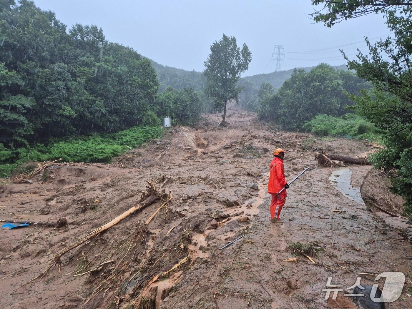 본문 이미지 - 19일 경남 산청군 산청읍 한 국도.(경남소방본부 제공. 재판매 및 DB금지)