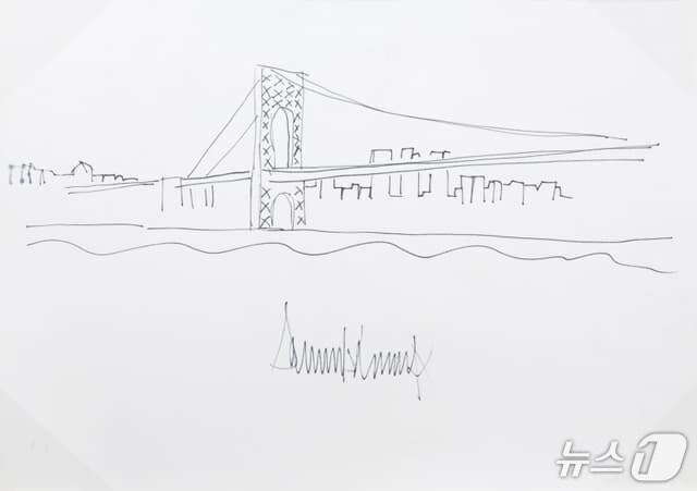 본문 이미지 - 트럼프가 그린 조지 워싱턴 브리지 그림. <출처=줄리언스 옥션>