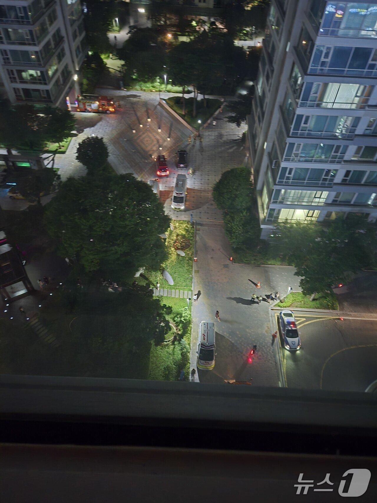 본문 이미지 - 인천 송도국제도시 총기 사고 현장.(커뮤니티 캡처. 재배포 및 DB금지)2025.7.20/뉴스1