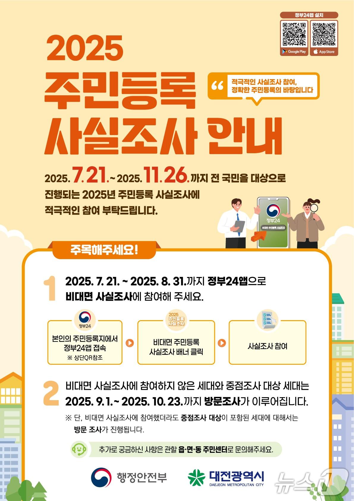 본문 이미지 - 대전시, 2025년 주민등록 사실조사 안내 포스터. (대전 제공. 재판매 및 DB금지)2025.7.21/뉴스1