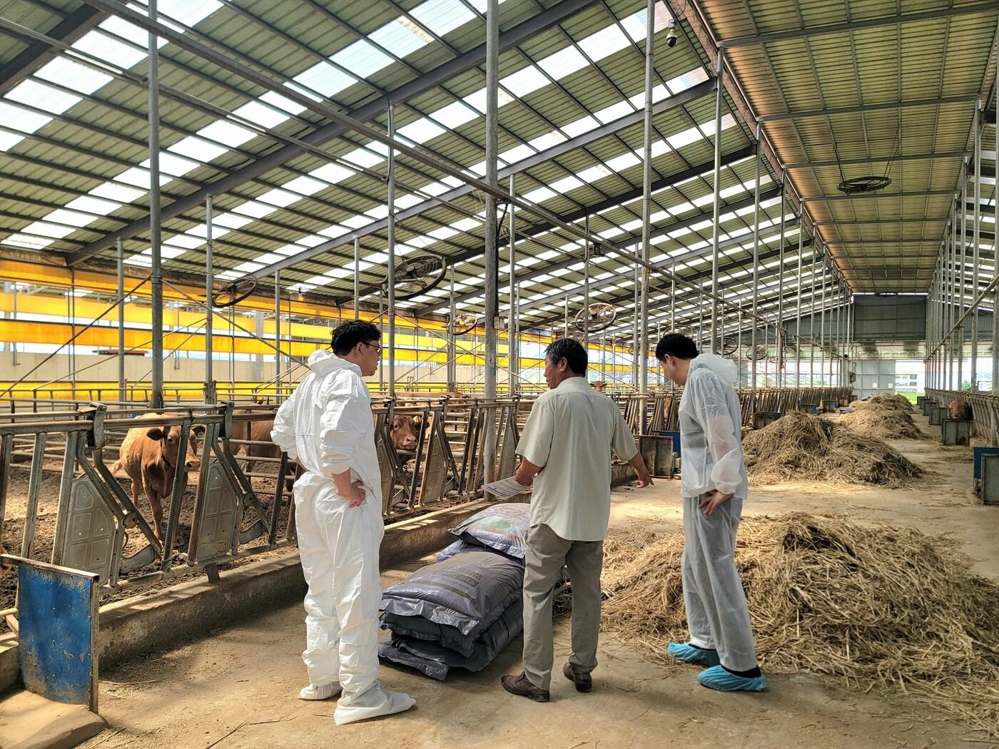 본문 이미지 - 충남농기원이 도내 한우 농가를 찾아 기술지원을 하는 모습.(충남도 제공. 재판매 및 DB금지)/뉴스1 