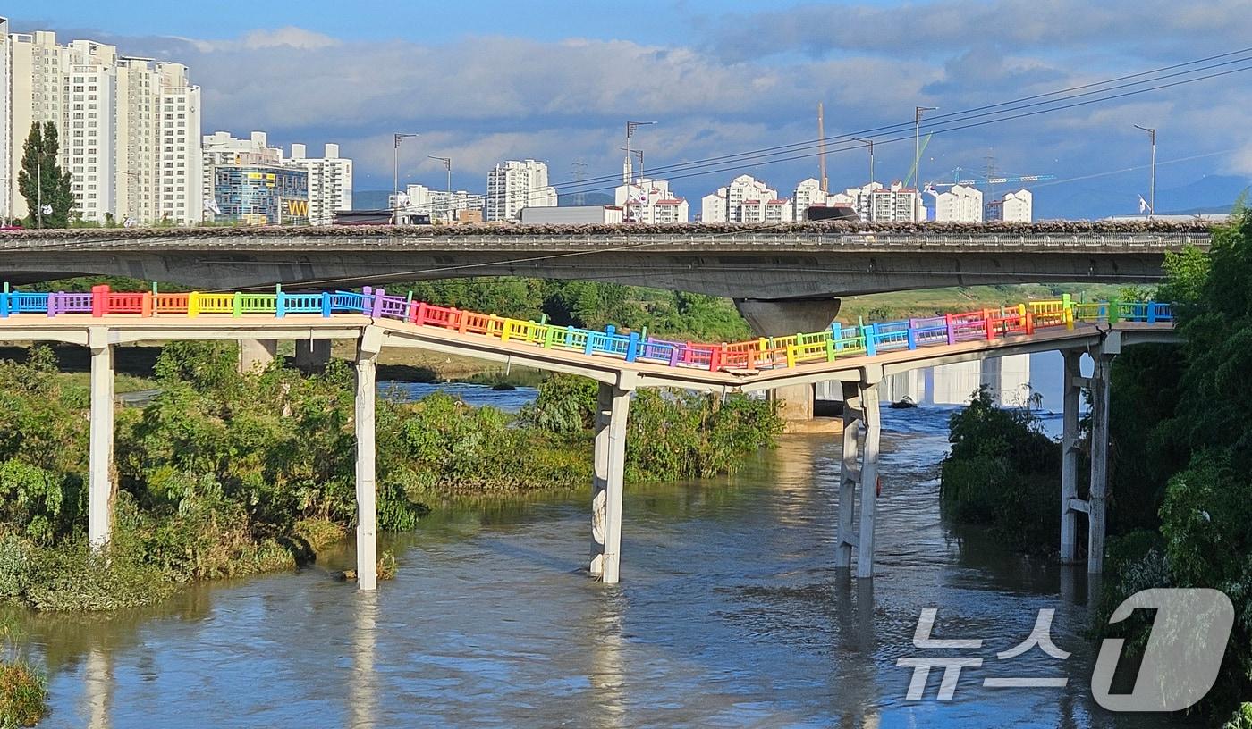 21일 울산 남구 무거동과 중구 다운동을 연결하는 구 삼호교 일부 구간이 아래로 내려 앉아 있다. (울산시 제공. 재판매 및 DB 금지) 2025.7.21/뉴스1 ⓒ News1