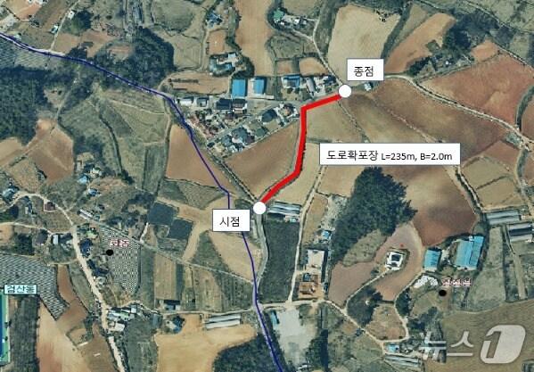 본문 이미지 - 김제시 순동 전원마을 도로 확·포장 공사 구간.(김제시 제공. 재판매 및 DB금지)