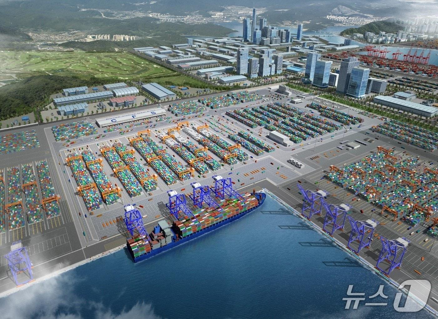 본문 이미지 - 부산항 진해신항 컨테이너부두 1-1단계(2공구) 축조공사 조감도(태영건설 제공)