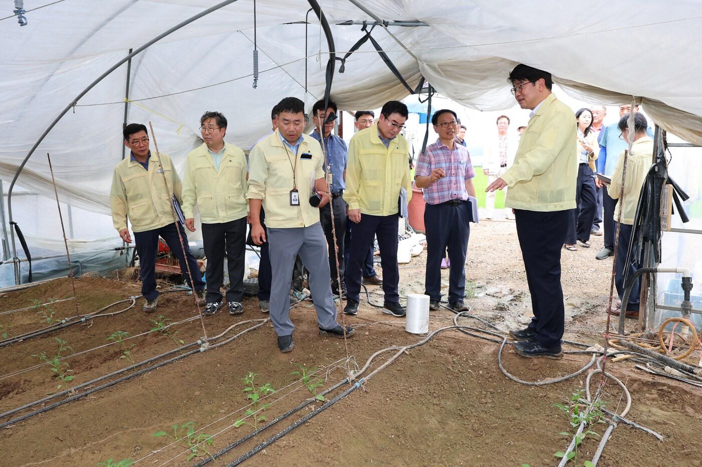 권재한 농촌진흥청장이 21일 전라남도 나주를 찾아 호우 피해 복구 현장을 점검하고 있다.&#40;농촌진흥청 제공&#41; 2025.07.22 /뉴스1