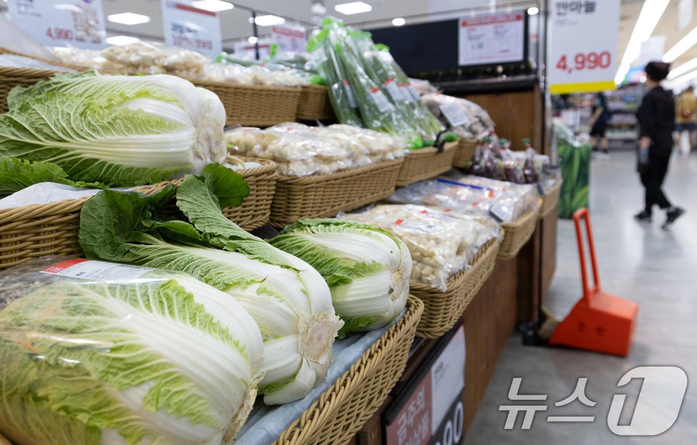 서울 시내의 한 대형마트에 배추가 진열돼 있다. 2025.7.22/뉴스1 ⓒ News1 이승배 기자