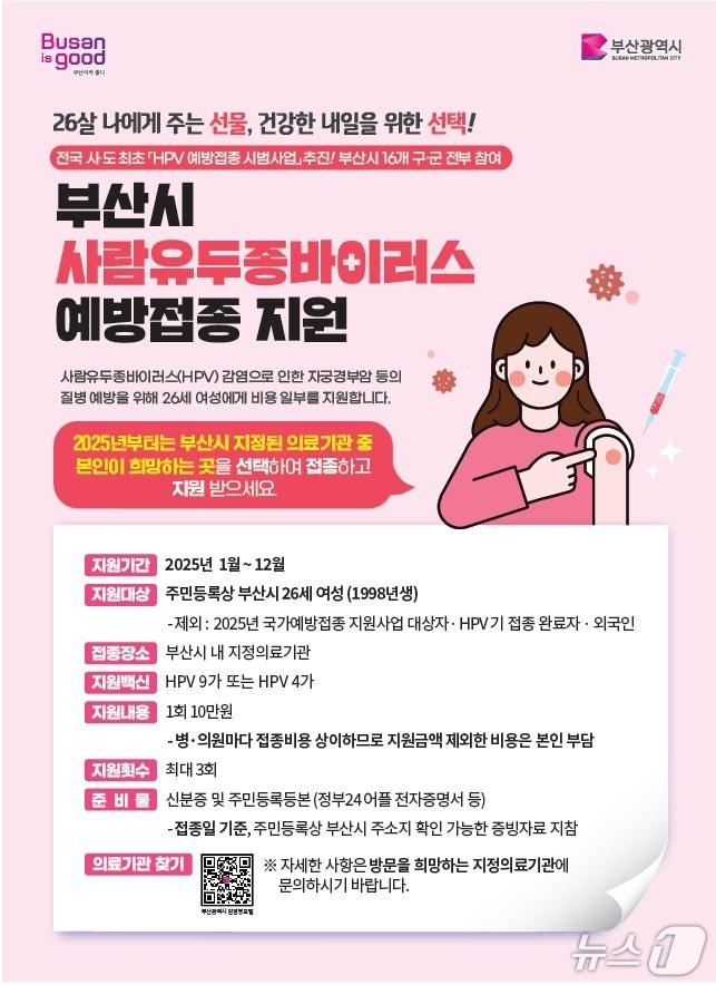 본문 이미지 - 부산시 HPV 예방접종 지원 안내 포스터.(부산시 제공. 재판매 및 DB 금지)
