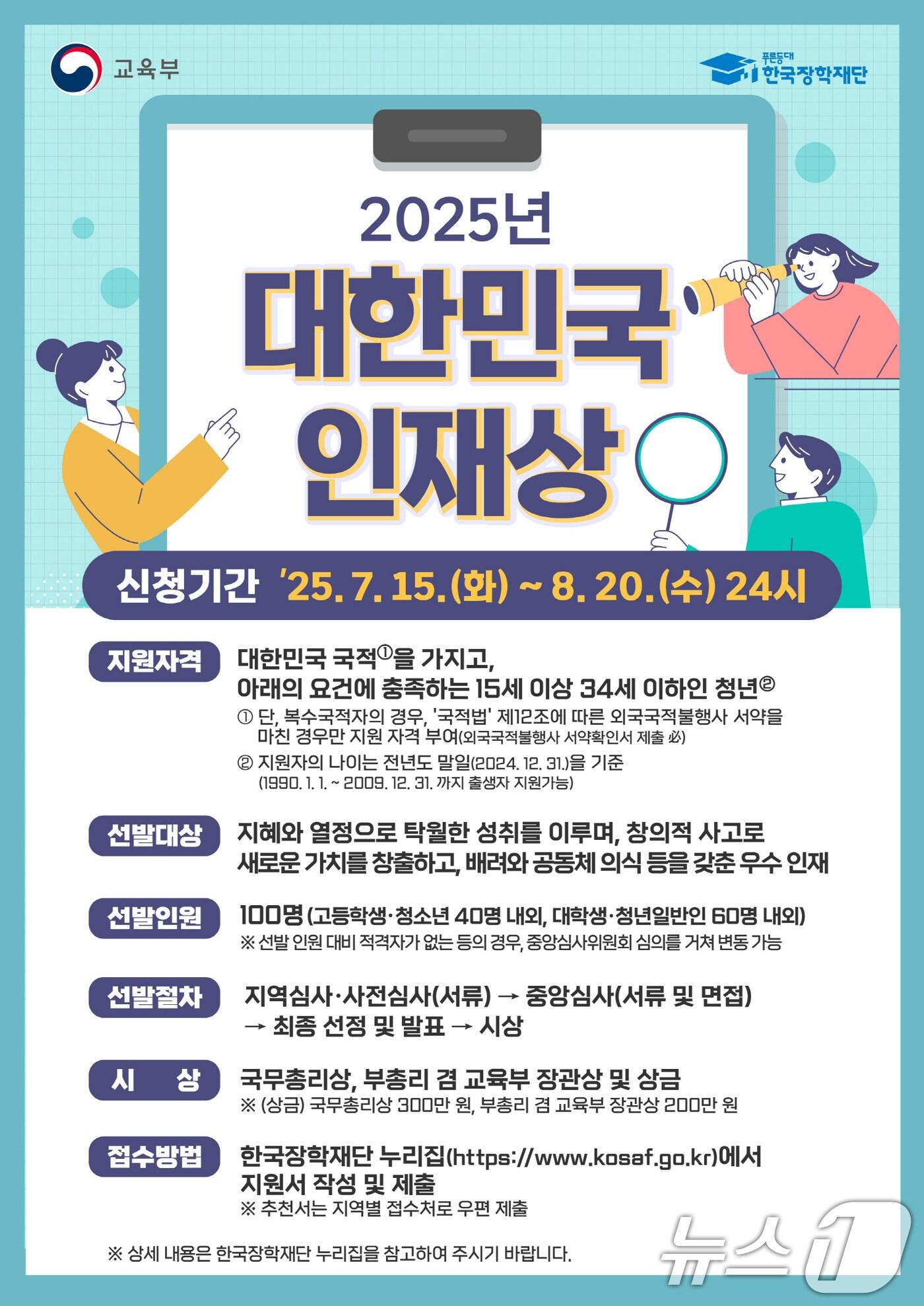 본문 이미지 - 2025년 대한민국 인재상 포스터.(광주시 제공. 재판매 및 DB 금지) 