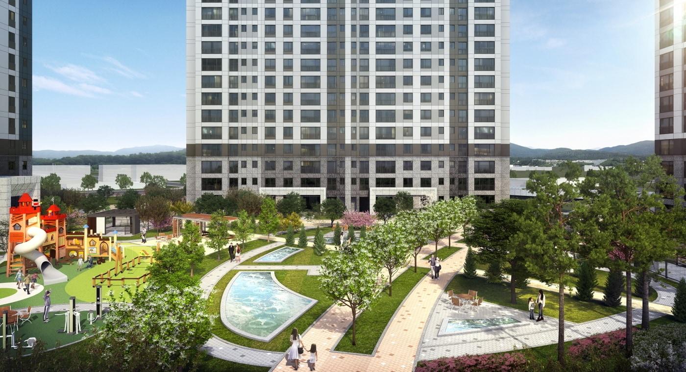 신분평 더웨이시티 제일풍경채 물소리마당 예상도./HMG그룹 제공