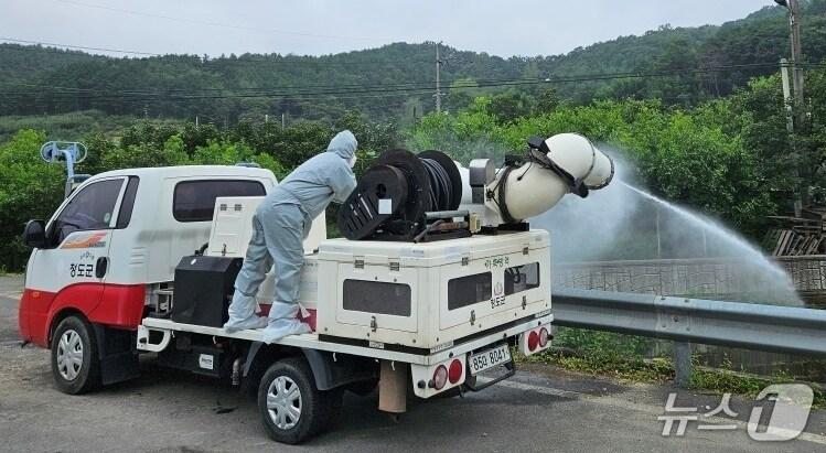 본문 이미지 - 청도군의 소독작업 현장.(청도군 제공. 재판매 및 DB금지)/뉴스1