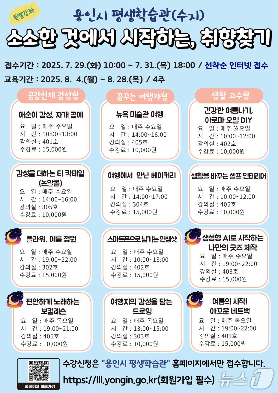 본문 이미지 - 용인시 평생학습관 특별강좌 홍보 포스터.(용인시 제공)