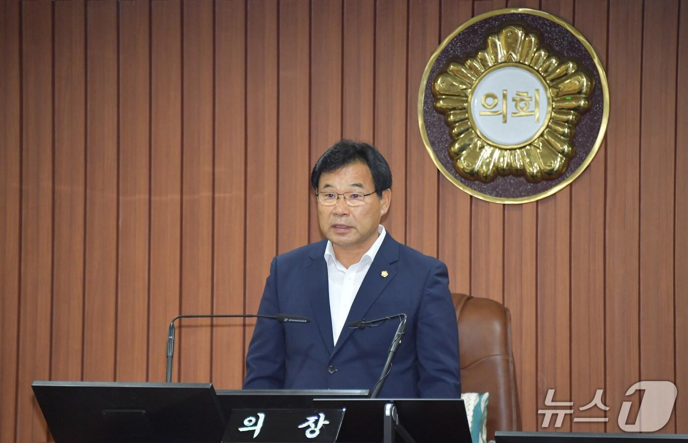 조용훈의장 제265회 임시회 개회사 모습. (논산시의회 제공.재판매 및 DB금지)/뉴스1