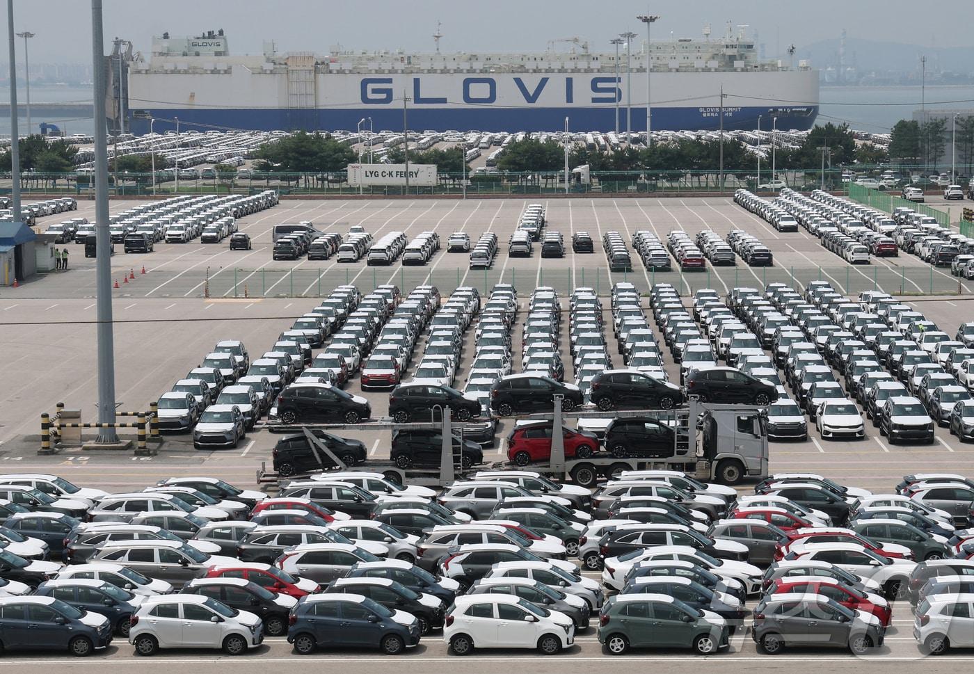 경기 평택시 포승읍 평택항에 수출용 차량들이 세워져 있는 모습. 2025.7.24/뉴스1 ⓒ News1 김영운 기자