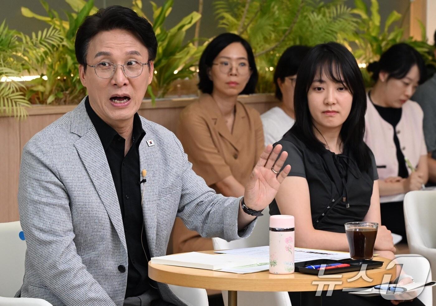 김민석 국무총리가 24일 서울 성동구 상상플래닛에서 열린 제1차 K-토론나라 '미래대화 1·2·3'에서 모두발언을 하고 있다. 2025.7.24/뉴스1 ⓒ News1 청사사진기자단