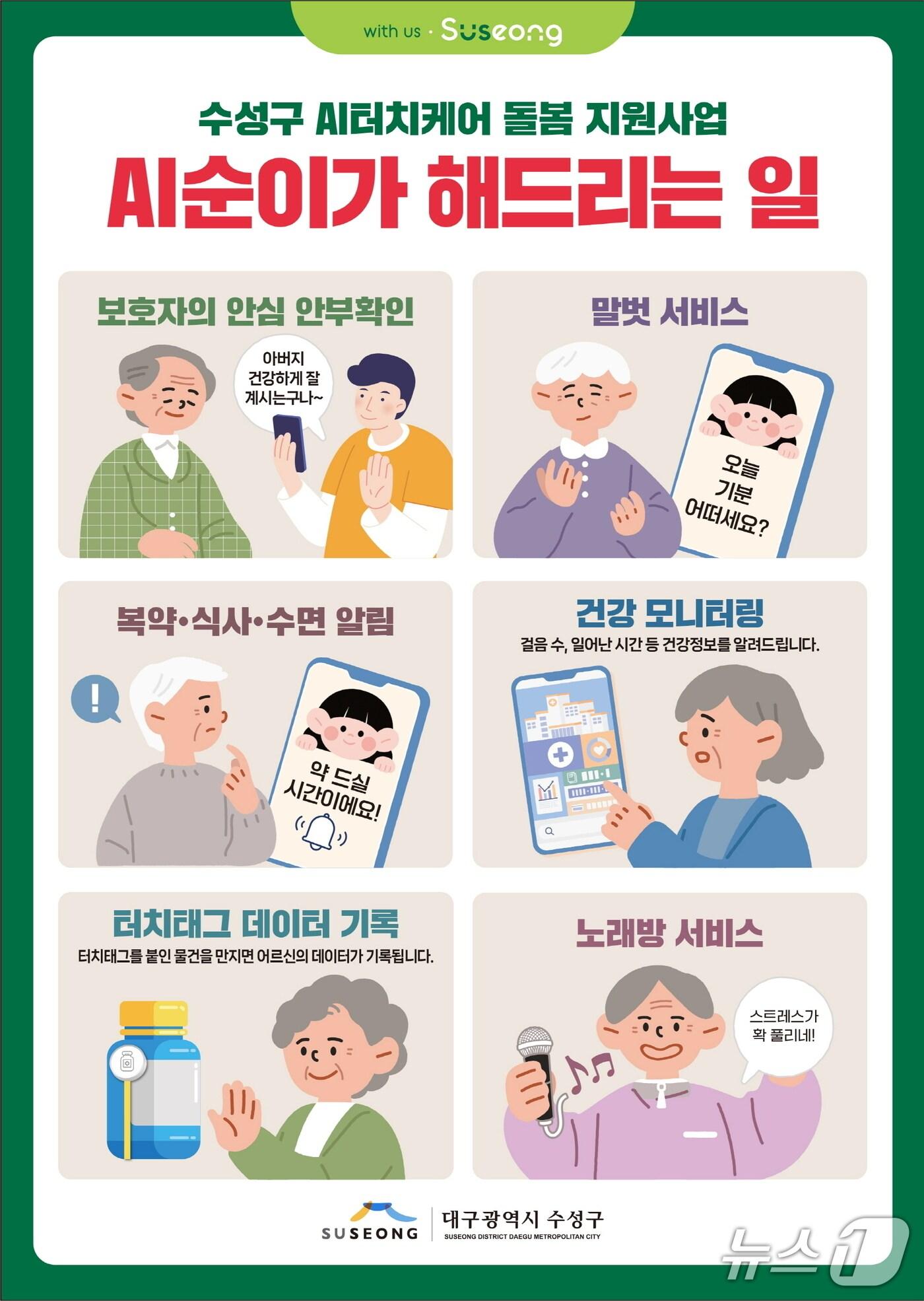 본문 이미지 - 대구 수성구의 'AI 터치케어 돌봄' 홍보 포스터.(대구 수성구 제공.재판매 및 DB 금지)