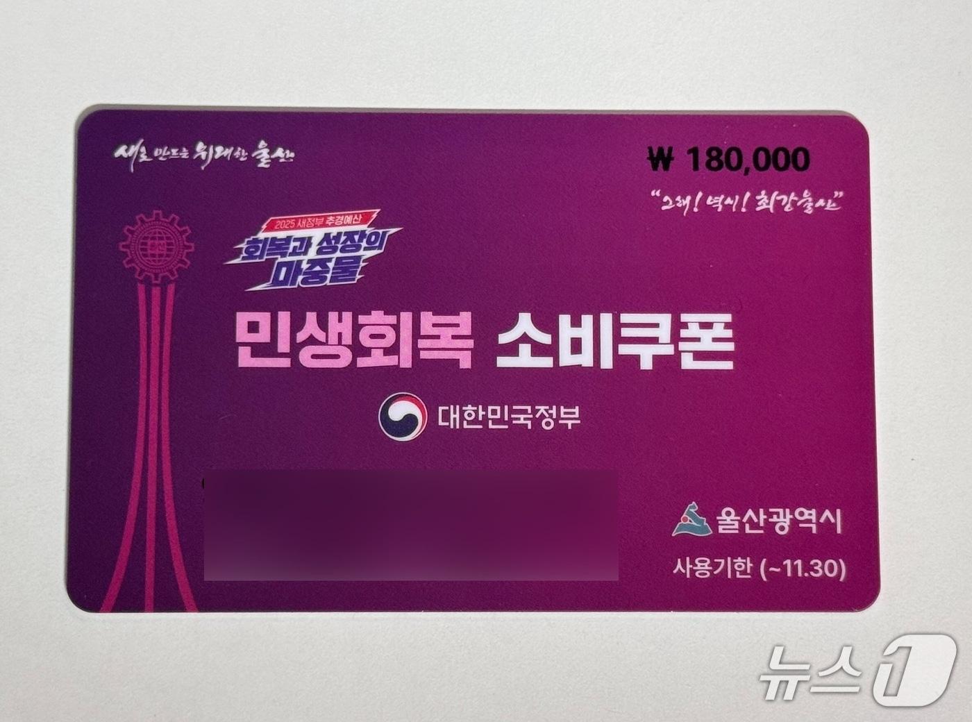 본문 이미지 - 울산시가 지급한 민생회복 소비쿠폰. 2025.7.25/뉴스1 ⓒ News1 김세은 기자 