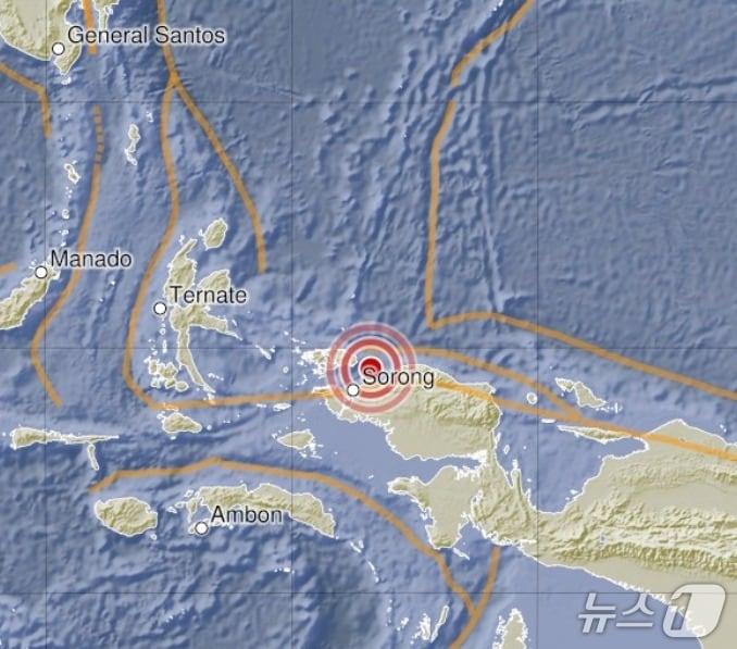 본문 이미지 - 인도네시아 서파푸아 지역에서 규모 5.93의 지진이 발생했다. (출처=독일 지질과학연구센터) 2025.7.26./뉴스1