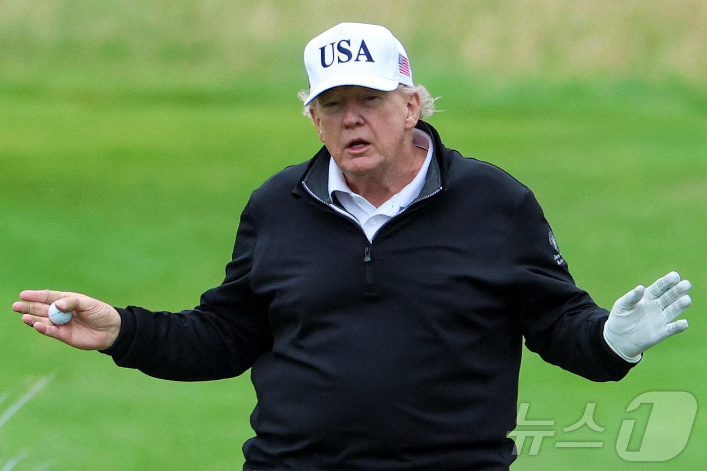영국 스코틀랜드 턴베리 골프장의 도널드 트럼프 미국 대통령. 2025.07.27 ⓒ 로이터=뉴스1 ⓒ News1 이지예 객원기자