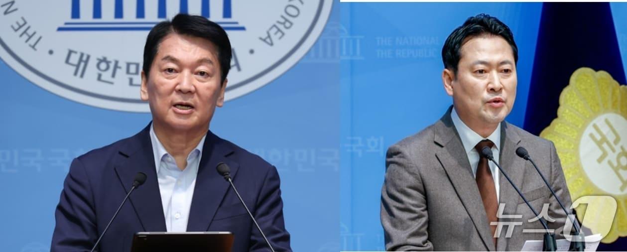본문 이미지 -  국민의힘 당권 주자인 안철수 의원&#40;왼쪽&#41;과 장동혁 의원. ⓒ 뉴스1