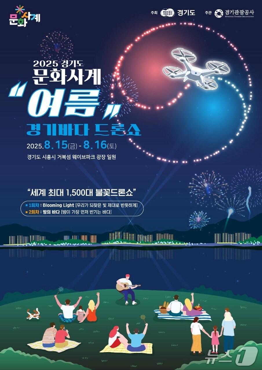 본문 이미지 - 경기관광공사가 다음 달 15~16일 시흥 거북섬 웨이브파크 광장 일원에서 '경기바다 드론쇼'를 연다.(경기관광공사 제공. 재판매 및 DB금지)/뉴스1