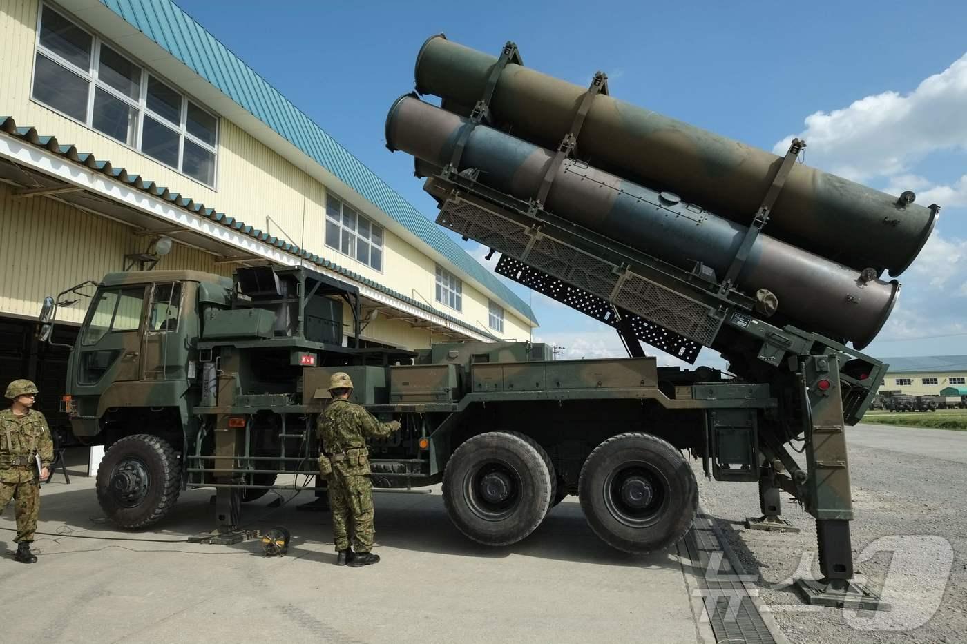 2017년 9월 8일 홋카이도 기지에 있는 일본 육상 자위대 제1포병여단의 트럭 장착형 대함 미사일 시스템&#40;SSM-1&#41;.&#40;기사와 무관&#41;. 2017.9.8 ⓒ AFP=뉴스1 ⓒ News1 강민경 기자