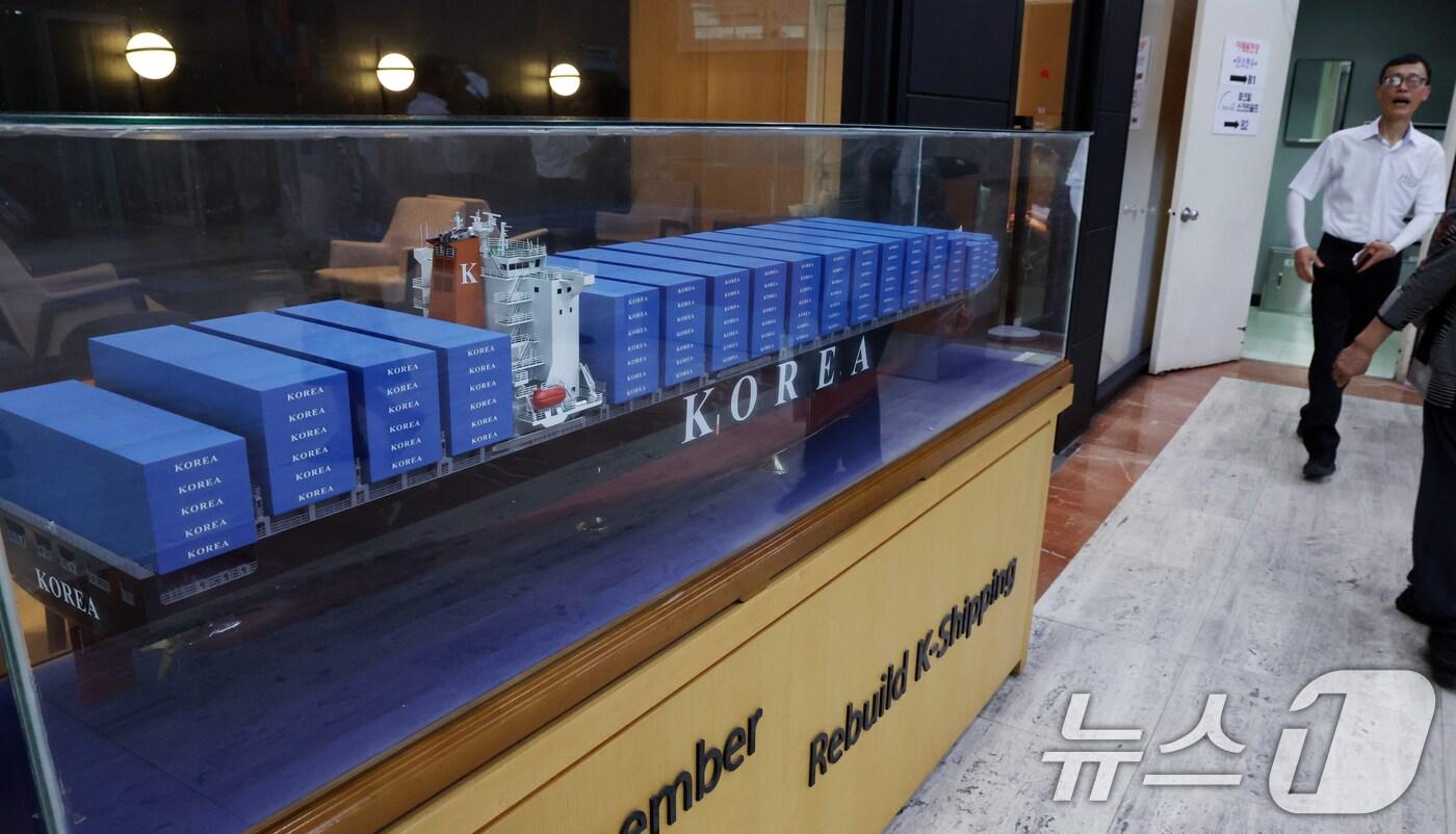 사진은 29일 서울 여의도 한국해운협회에 전시된 선박 모형. 2025.7.29/뉴스1 ⓒ News1 김명섭 기자